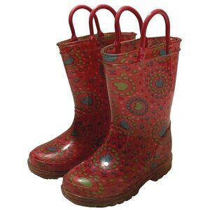 Girls Rain Boots Size 7/8 Multicolor Hearts